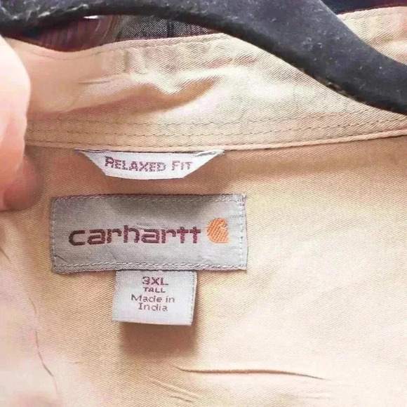 Carhartt Size 3XL Red/Blue/cream long sleeve button down shirt - Picture 8 of 10